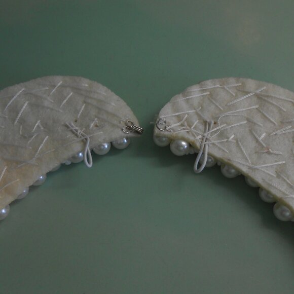 Vintage Ivory Lace Collar & Beaded Neck Collar Dress Sweater Accessory - Picture 11 of 11